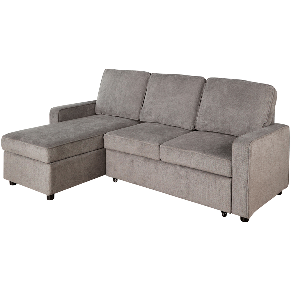 Home Source Kingston Grey Sectional Upholstered Corner Sofa with Pull Out Bed Image 2