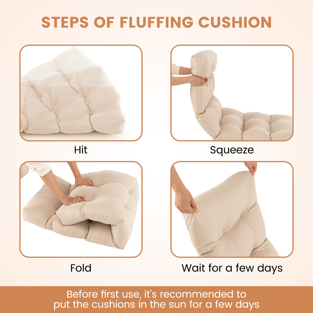 Costway 2 Seater Beige Bench Cushion Image 7