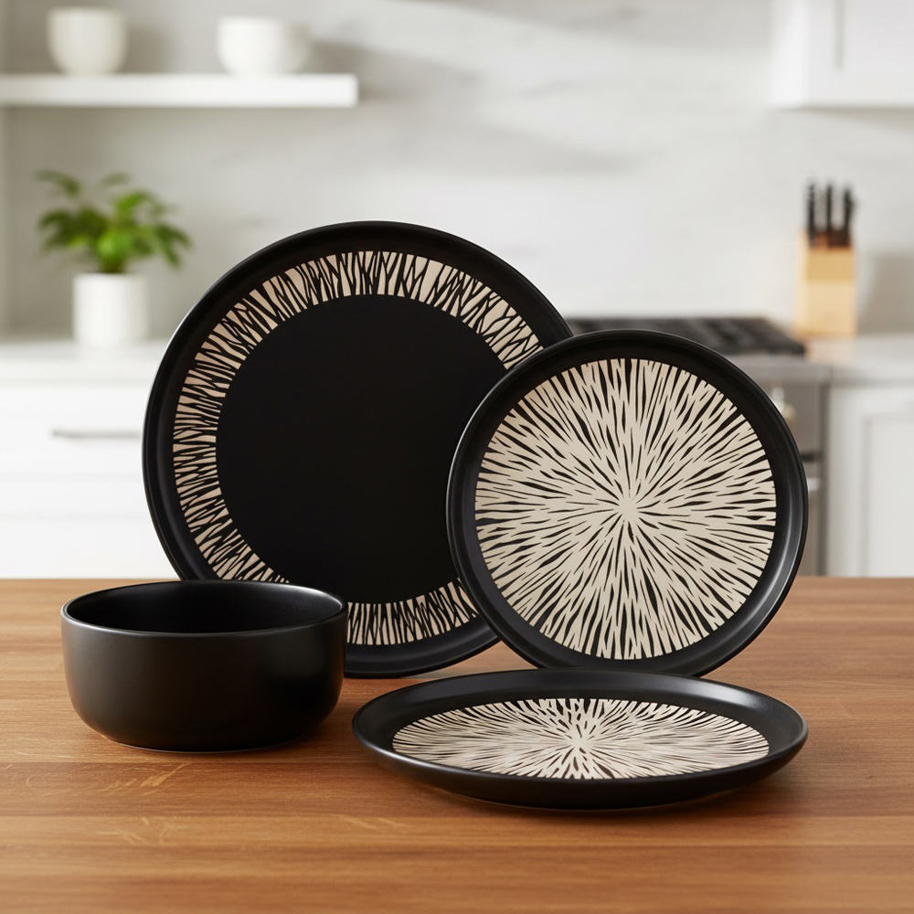 Waterside Christmas Aura Black 12 Piece Dinner Set Image 2