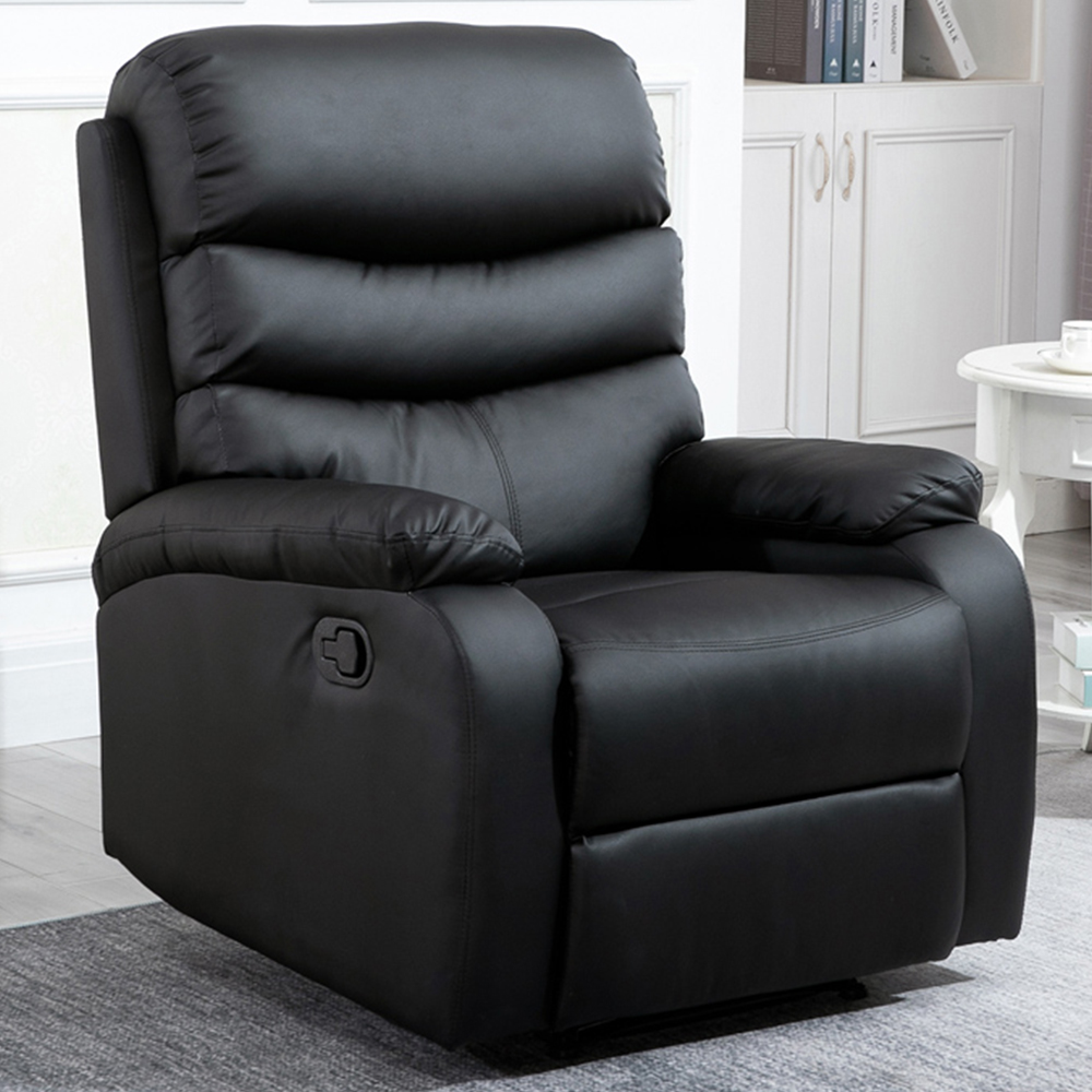 Portland Black PU Leather Manual Reclining Chair Image 1
