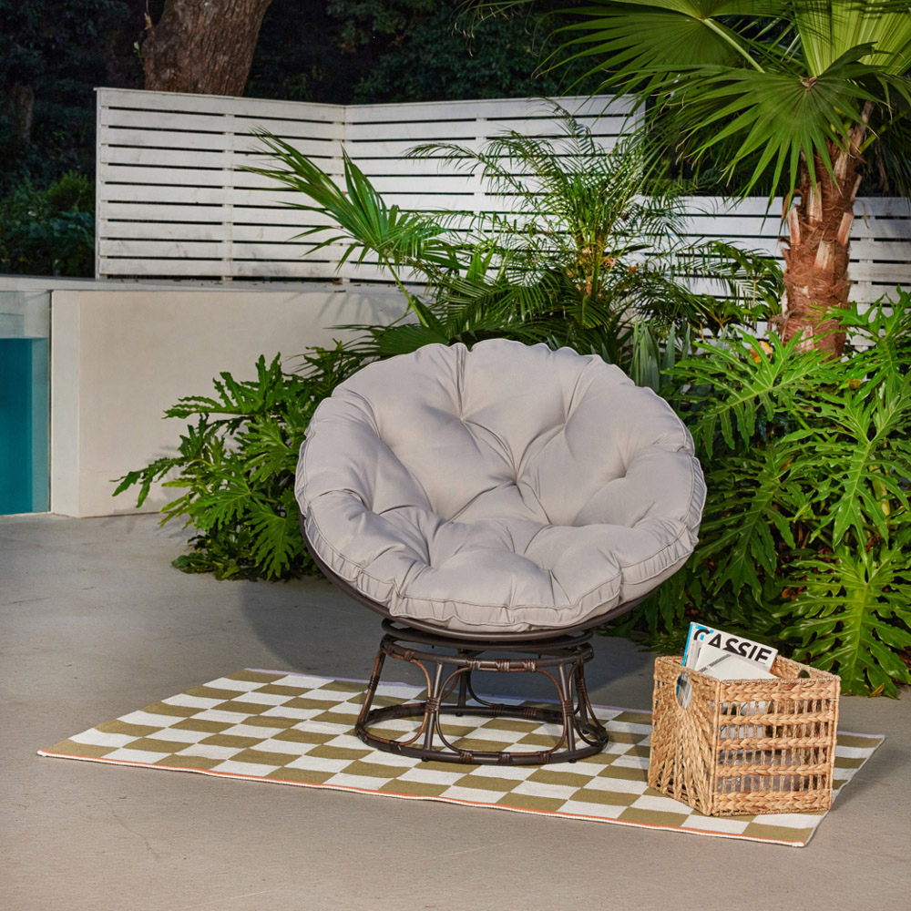 Home Detail Monica Brown and Grey Swivel Papasan Chair Image 6