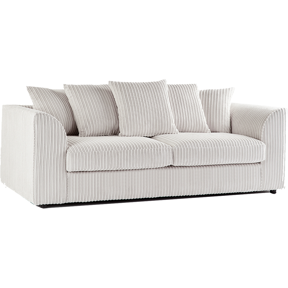 Portland Luxor 3 Seater Cream Jumbo Cord Sofa with Scatter Back Image 2