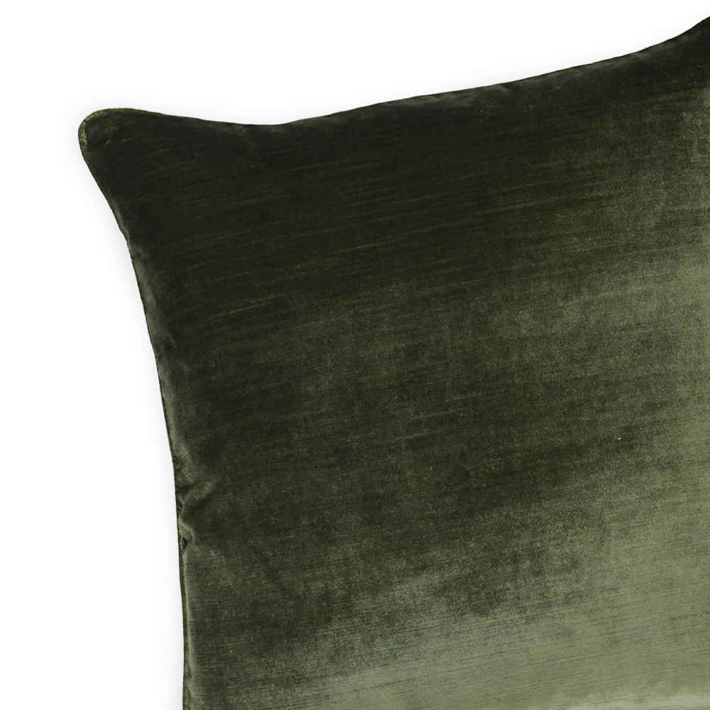 Paoletti Luxe Olive Velvet Piped Cushion Image 2