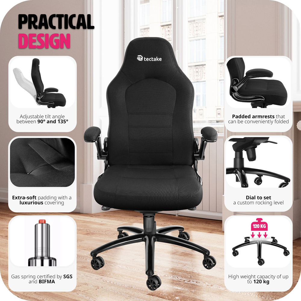 tectake Springsteen Black Height Adjustable Office Chair Image 7