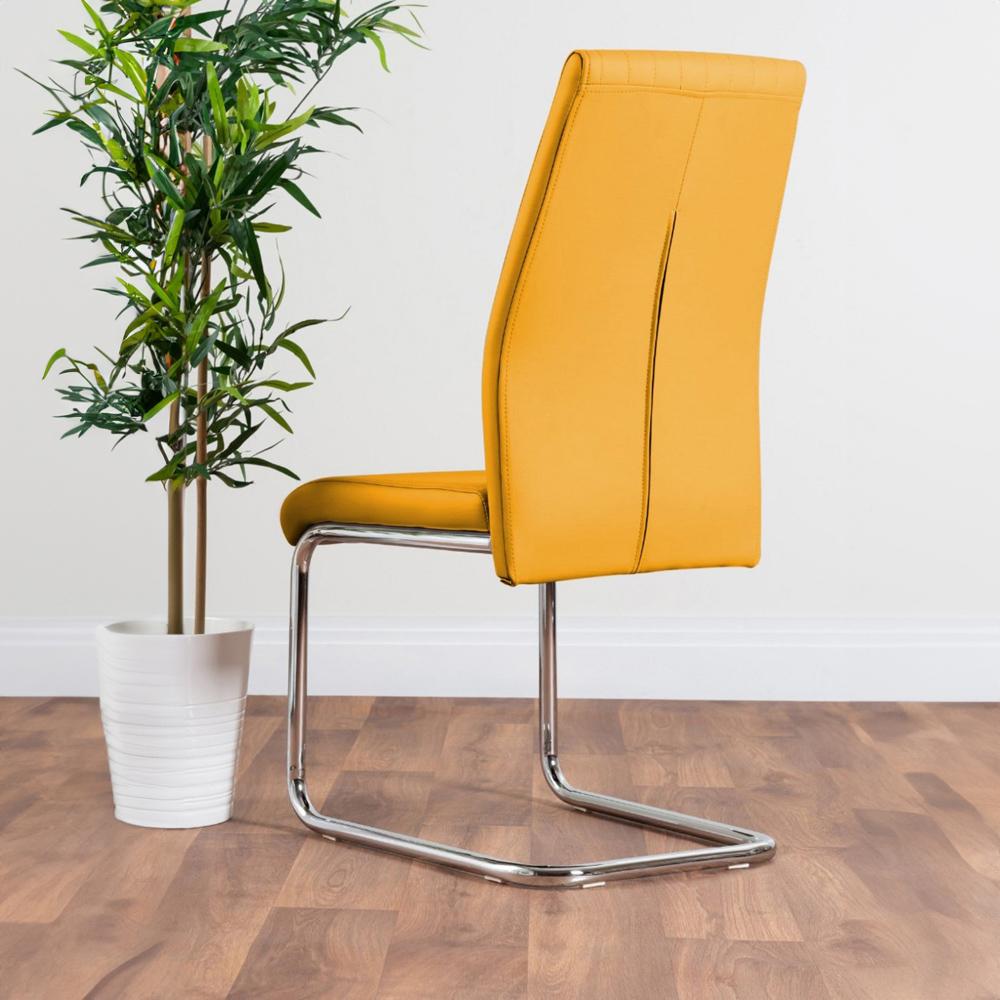 Furniturebox Arona Fortana 6 Seater Round Dining Set Mustard and Chrome Image 4