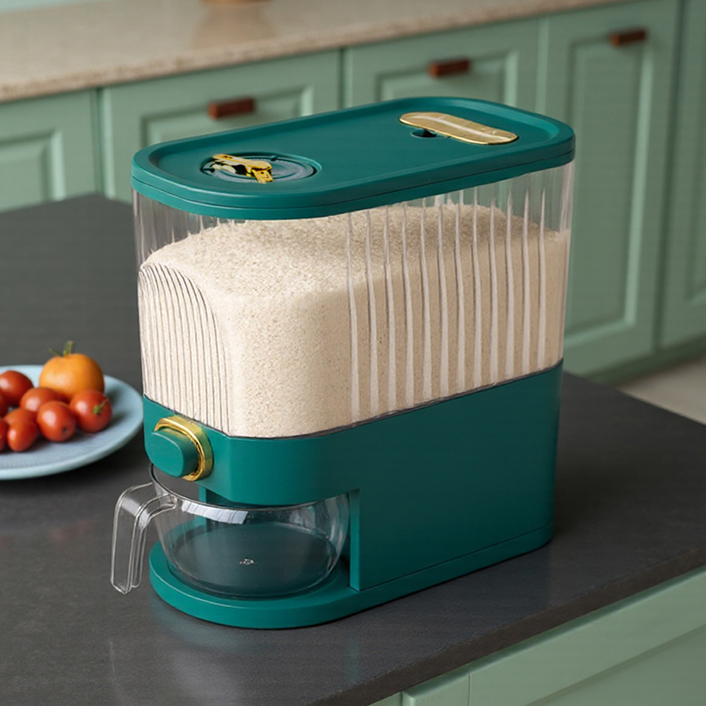 Living and Home Green Airtight Rice Grain Dispenser 5kg Image 2