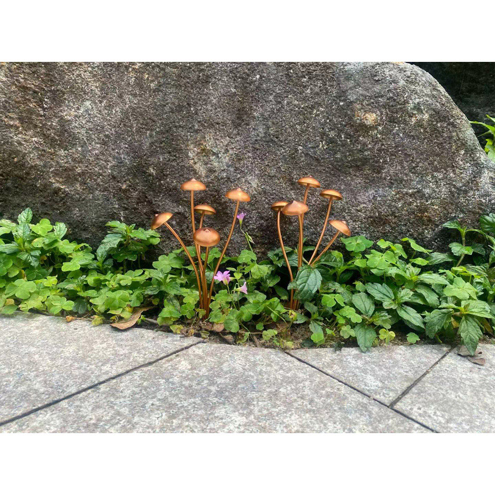 Avilo Copper Finish Mushroom Garden Stake 2 Pack Image 2