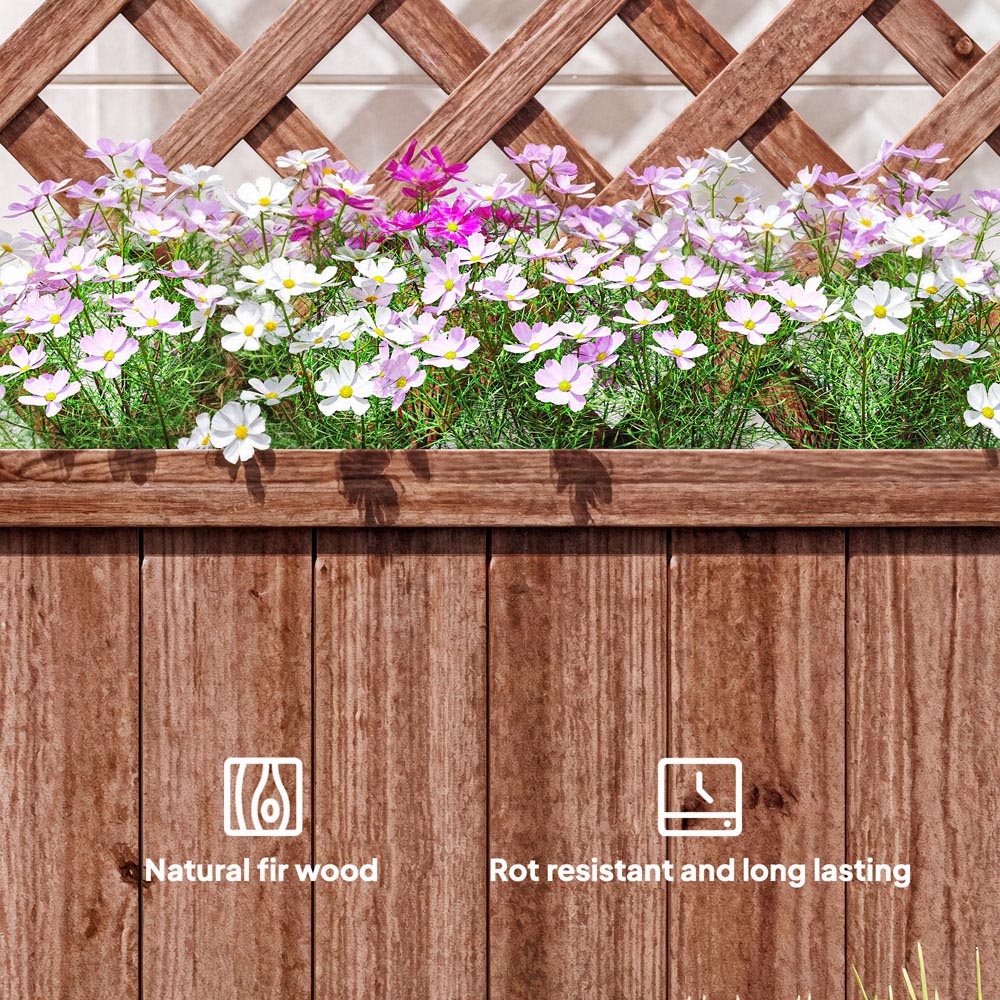 Outsunny Wooden Raised Garden Bed Planter Box with Trellis 149.5 x 31.5 x 72.5cm Image 7