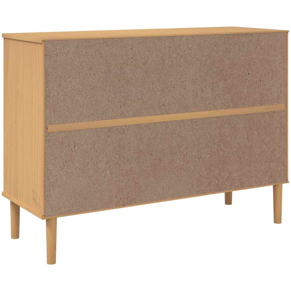 vidaXL Senja 2 Door 4 Drawer Brown Solid Pine Wood Rattan Look Sideboard Image 7