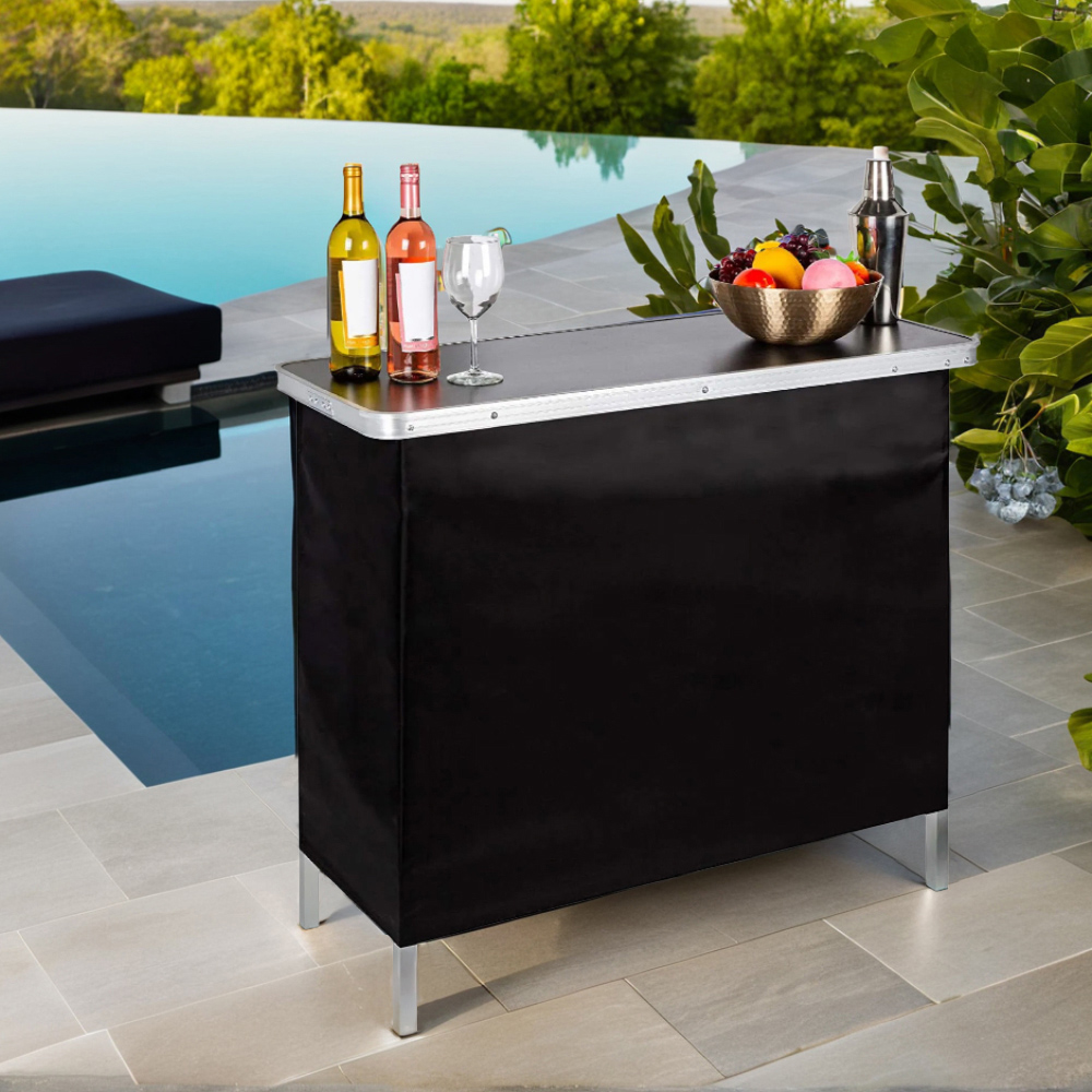 Living and Home 2 Tier Portable Aluminium Alloy Folding Bar Table Image 8