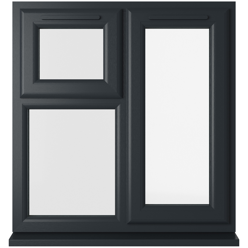 Crystal uPVC Double Glazed Window RH Side Hung and Top Opener Grey White Clear Glass 905x965mm Image 1