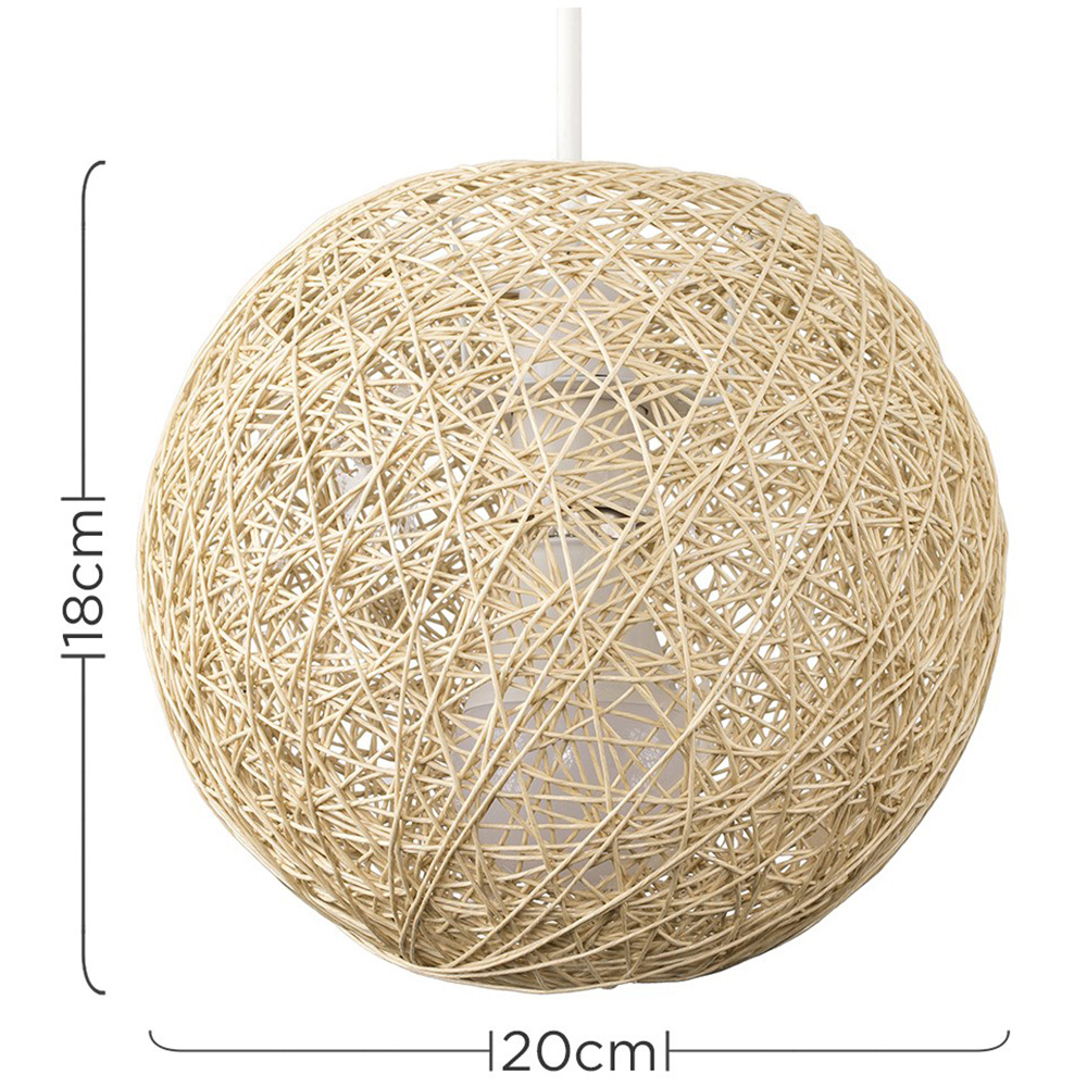 ValueLights Bjorn Cream Rattan Wicker Pendant Shade Small Image 5