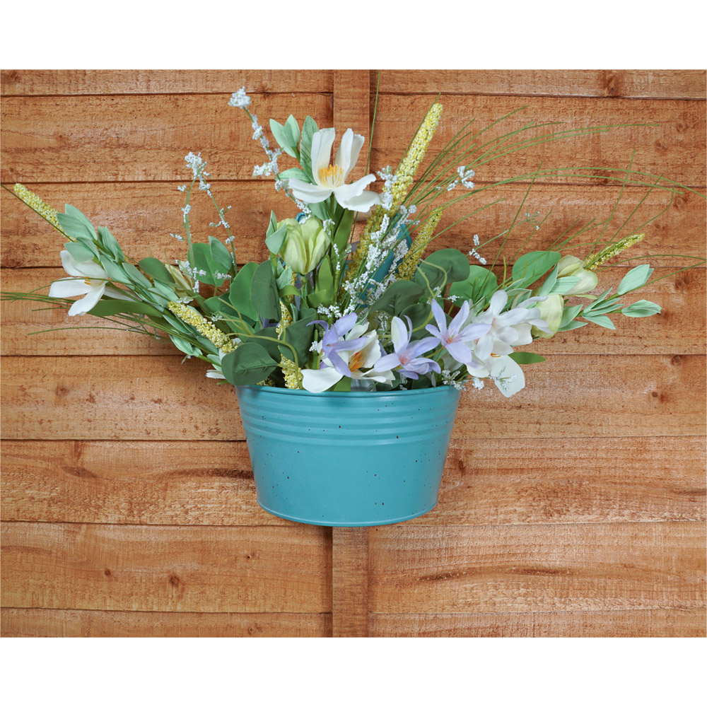 St Helens Blue Vintage Metal Wall Planter with Handle 21cm Image 3