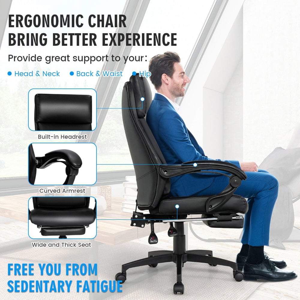Costway Black Ergonomic Executive Office Chair with Headrest Image 7