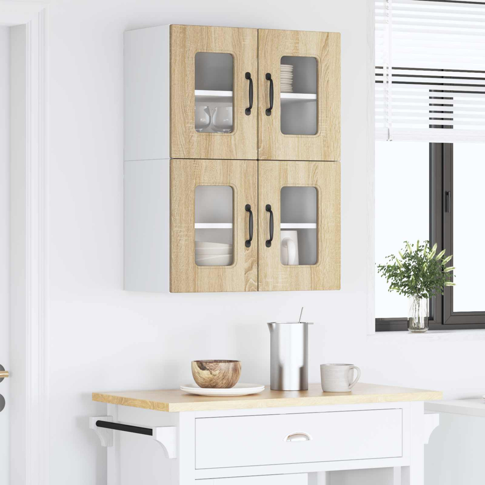 vidaXL Kalmar 2 Door Sonoma Oak Wall Kitchen Cabinet 2 Pack Image 9