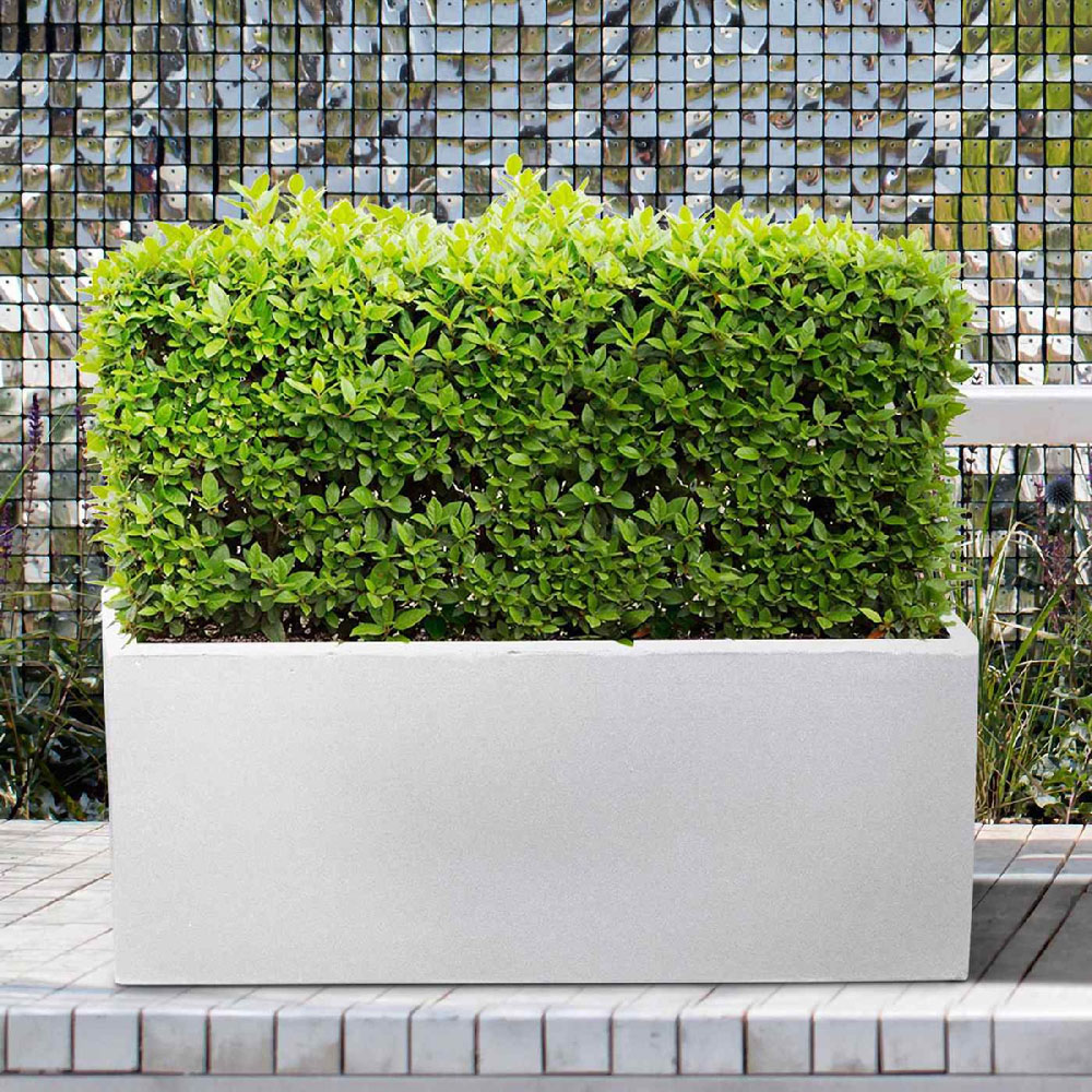 wilko White Light Concrete Fibrestone Trough Outdoor Plant Pot 30cm Image 3