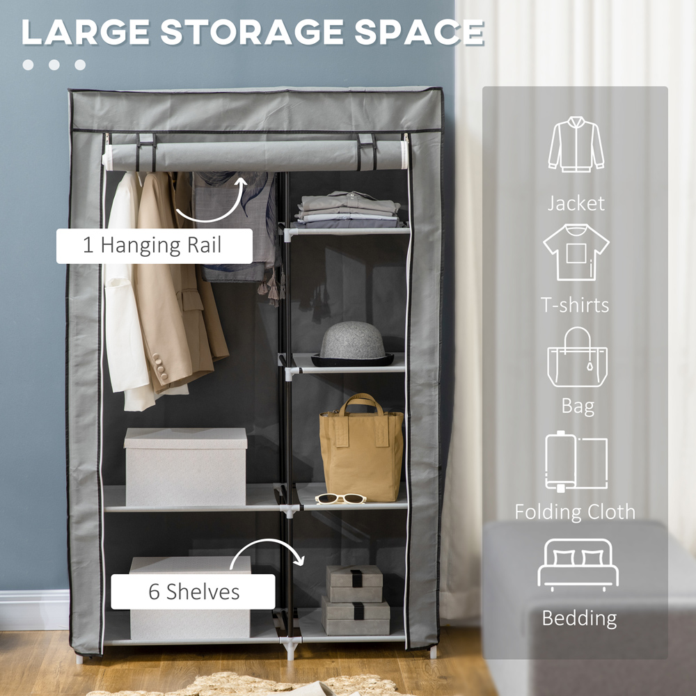 Portland Light Grey Portable Fabric Wardrobe Image 5