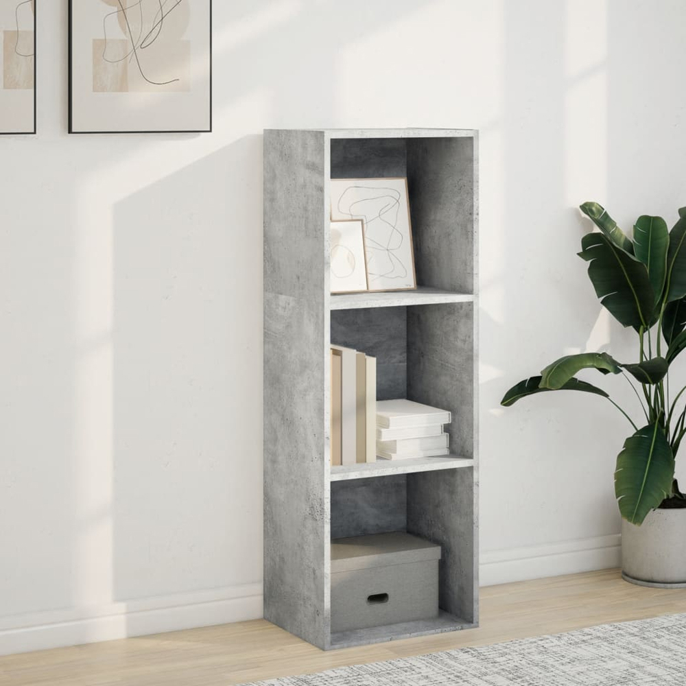 vidaXL 3 Shelf Concrete Grey Bookcase Image 7