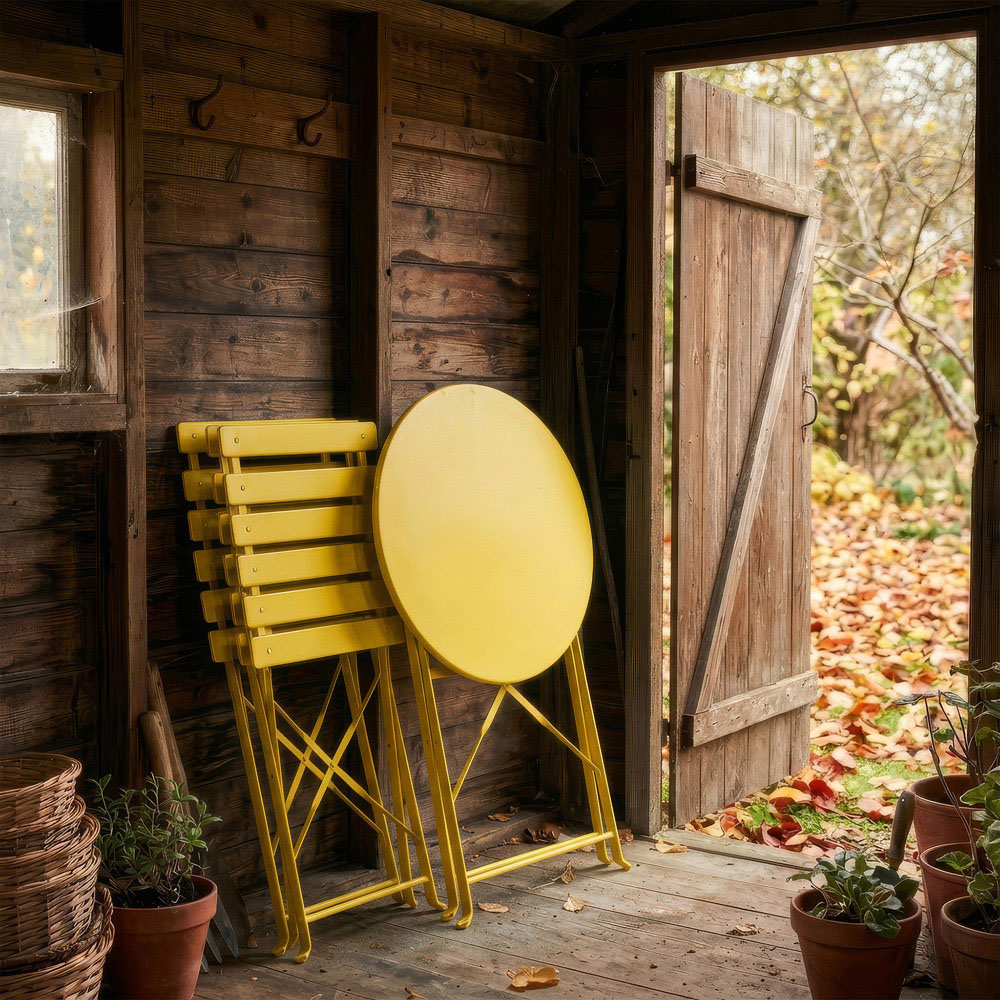 Harbour Housewares Sussex 2 Seater Yellow Round Bistro Set Image 5