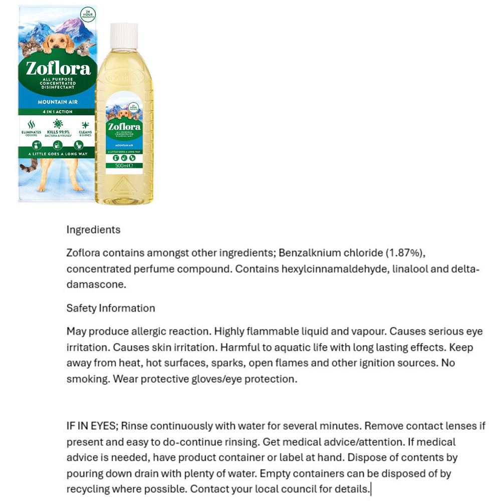 Zoflora Mountain Air Conc Dis 500ml Image 3