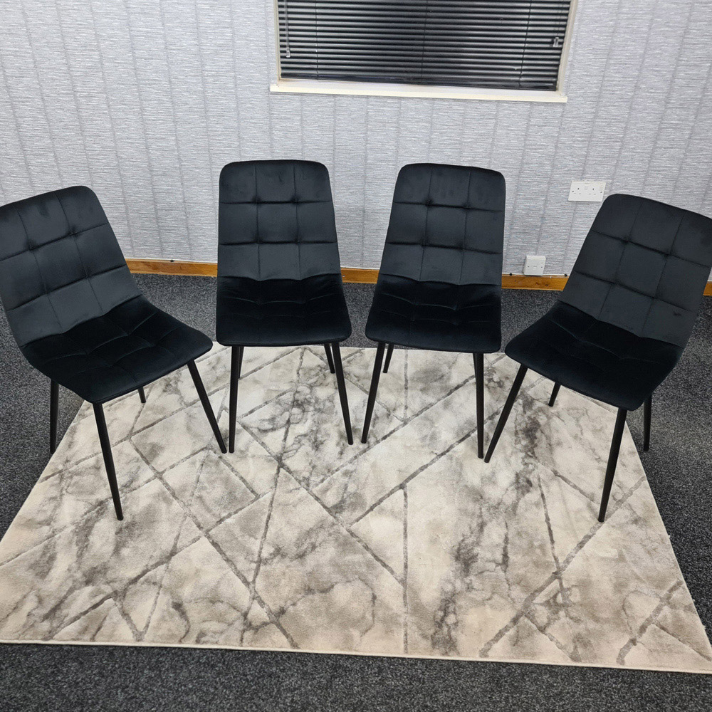 Denver Set of 4 Black Velvet Dining Chairs Image 6
