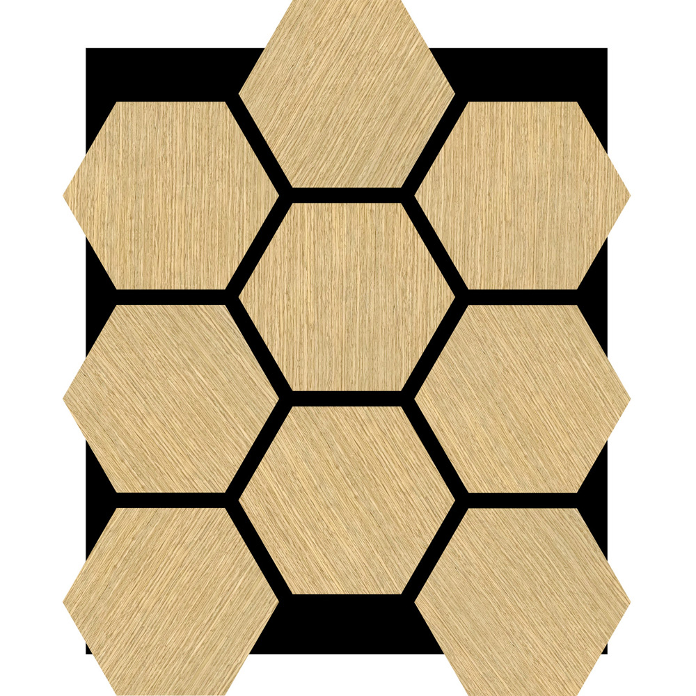 Wall Panels UK White Oak Hexagonal Acoustic Wall Panels 2 Pack Image 2