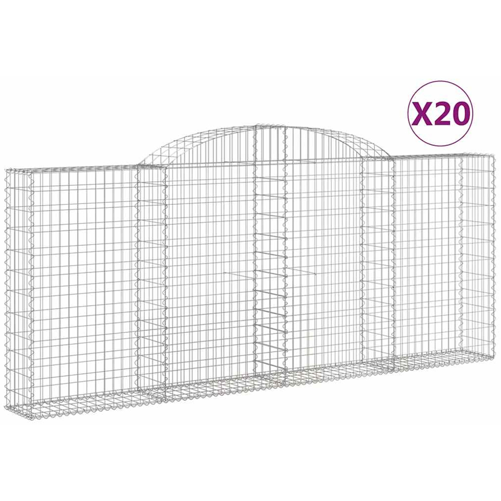 vidaXL Silver Galvanised Iron Arched Gabion Basket 300 x 30 x 120/140cm 20 Pack Image 4