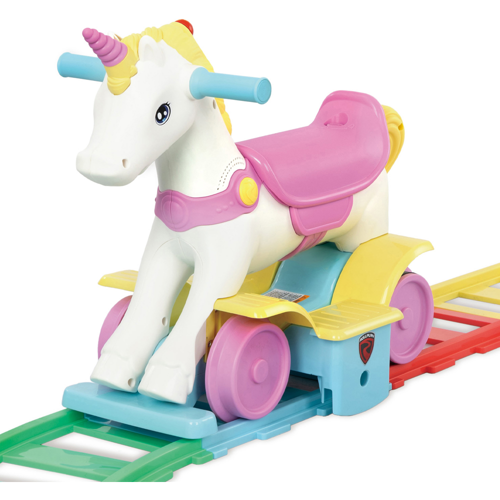 Winfun 2-in-1 Toddler Rainbow Ride-On Unicorn Train and Rocker Image 3