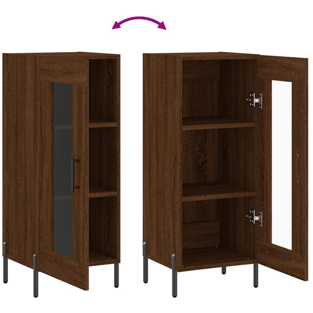 vidaXL Single Glass Door Brown Oak Sideboard Image 9