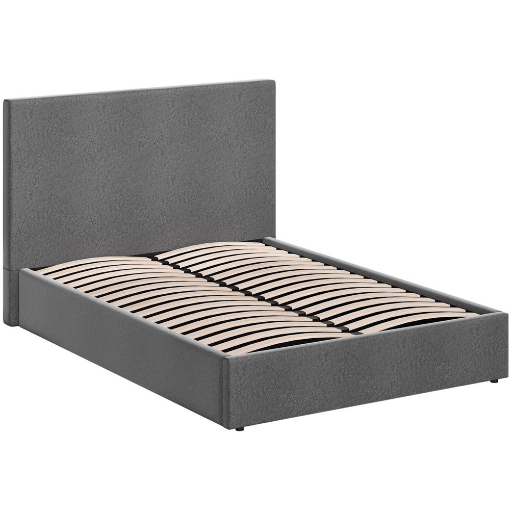 FWStyle Rufford Double Grey Fossil Front Lift Ottoman Bed Frame with Padded Headboard Image 5