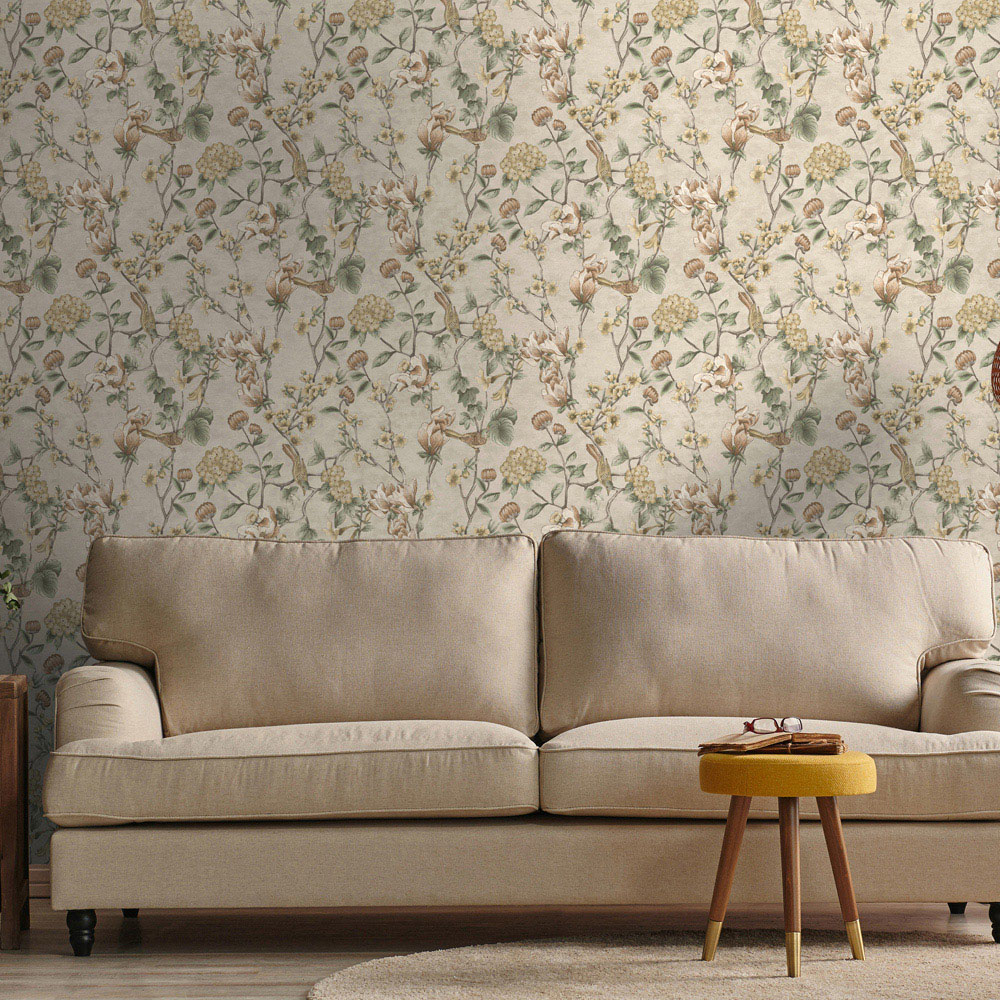 Holden Floral Bird Trail Cream Wallpaper Image 4