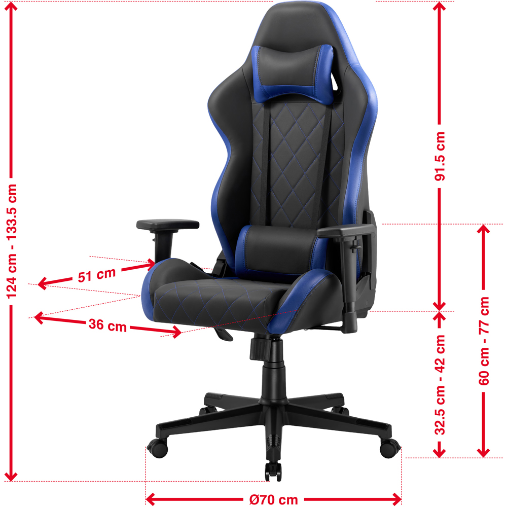 TTAP Monaco Black and Blue Faux Leather Swivel Gaming Chair Image 9