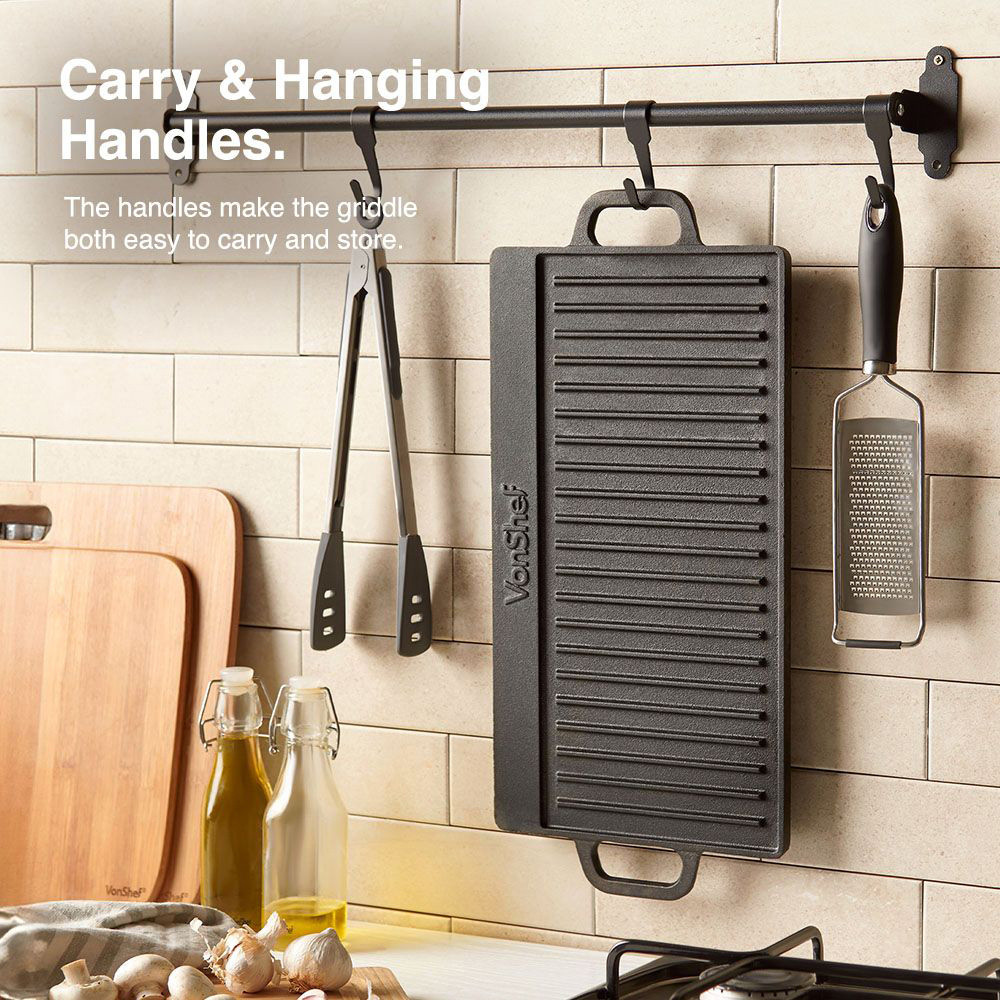 VonHaus VonShef Cast Iron Griddle 37cm Image 3