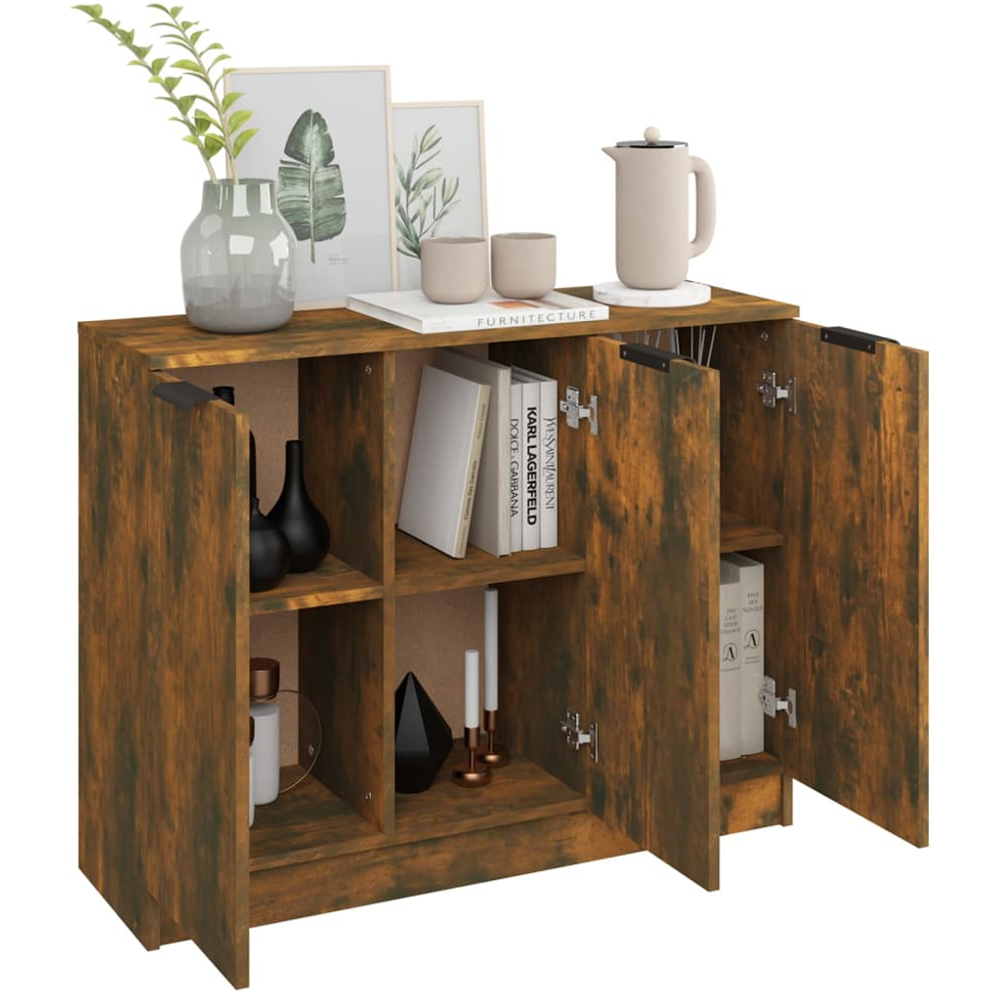 vidaXL 3 Door Smoked Oak Sideboard Image 4