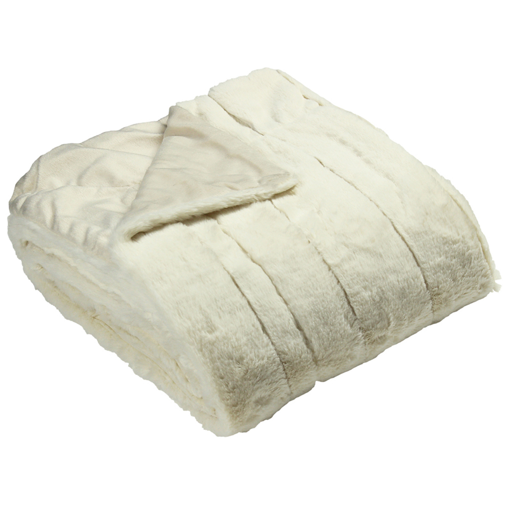 Paoletti Empress Cream Large Faux Fur Throw 140 x 200cm Image 1