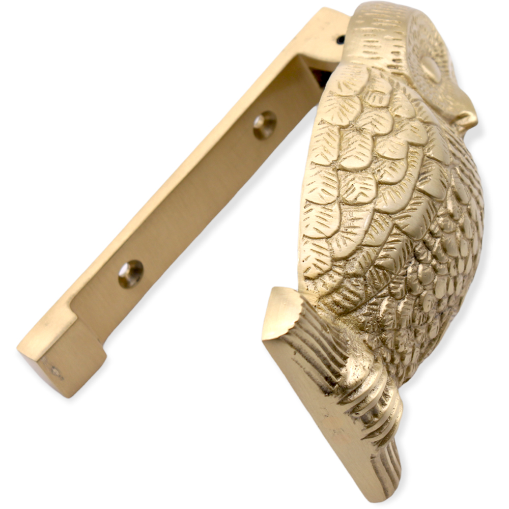 Spira Brass Satin Brass Owl Door Knocker Image 3