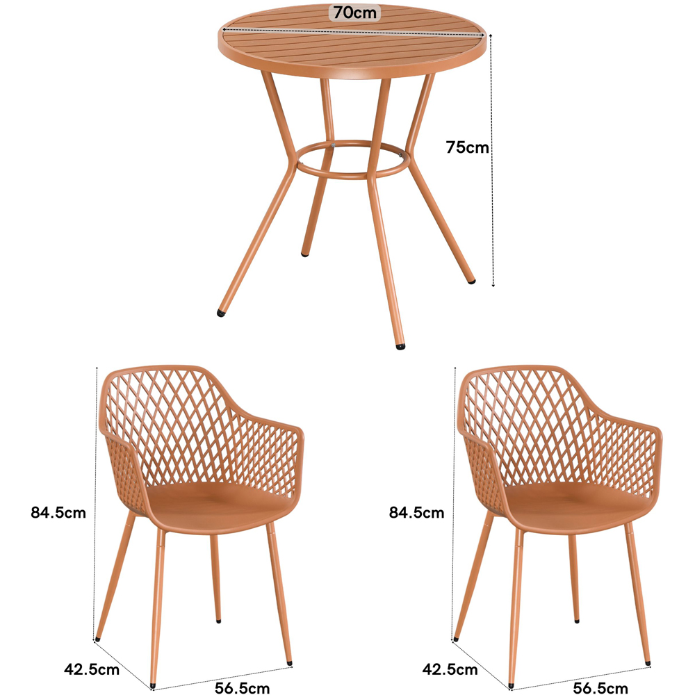 Core Products 2 Seater Terracotta Lattice Design Round Plastic Table Garden Bistro Set Image 8