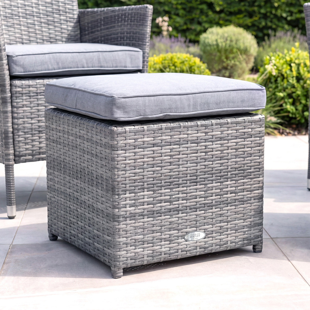 Charles Bentley Grey Rattan Foot Stool Set of 2 Image 3