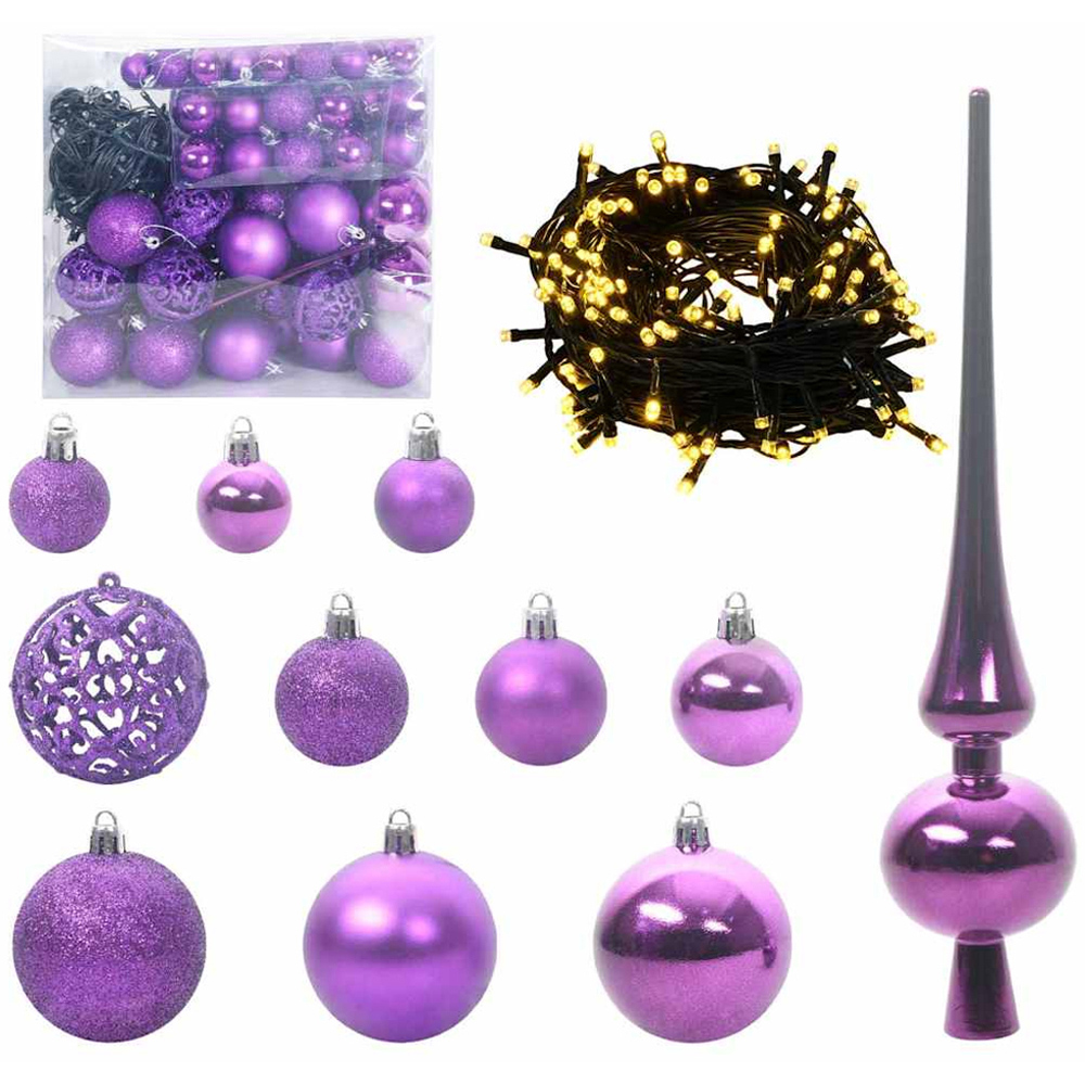 vidaXL Pre-Lit Lilac Baubles White Artificial Christmas Tree 6ft Image 3