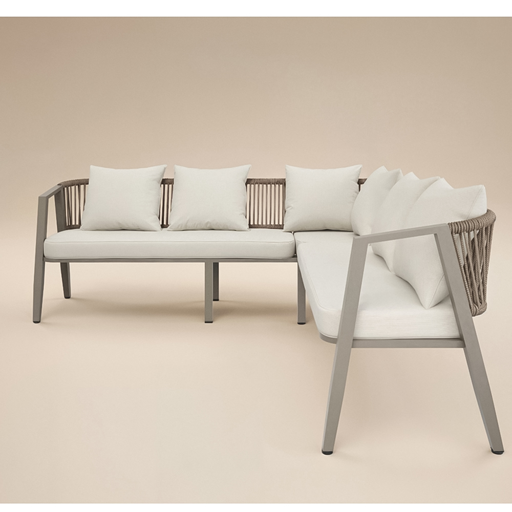 SOLACE+CO Dayton 6 Seater Beige Outdoor Corner Lounge Set Image 3
