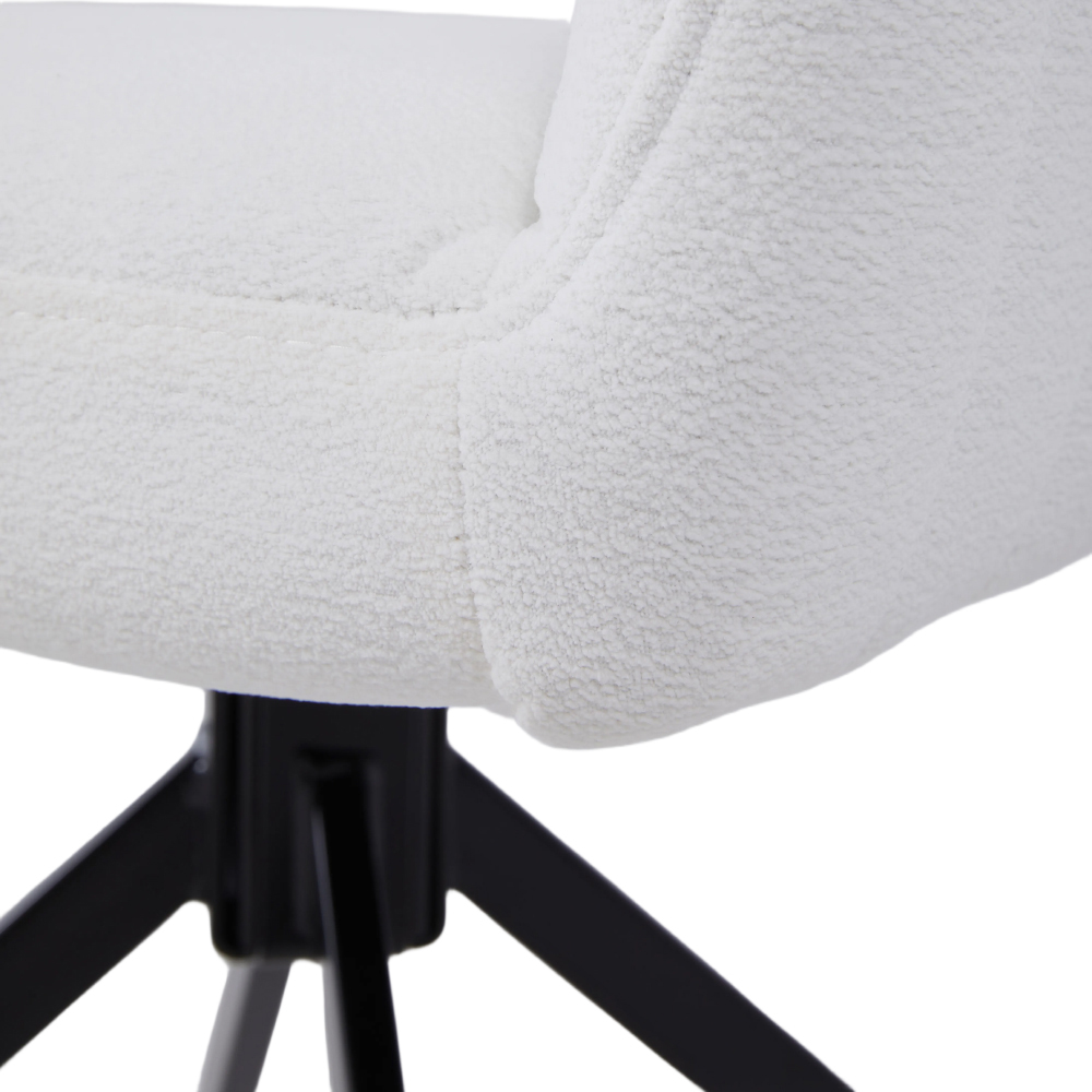 Living and Home White Teddy Fleece Upholstered Swivel Chair Image 5
