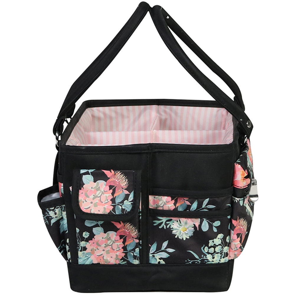 Everything Mary EVM12619-5 Black Floral Deluxe Tote Caddy 30.4 x 21.6 x 19cm Image 6