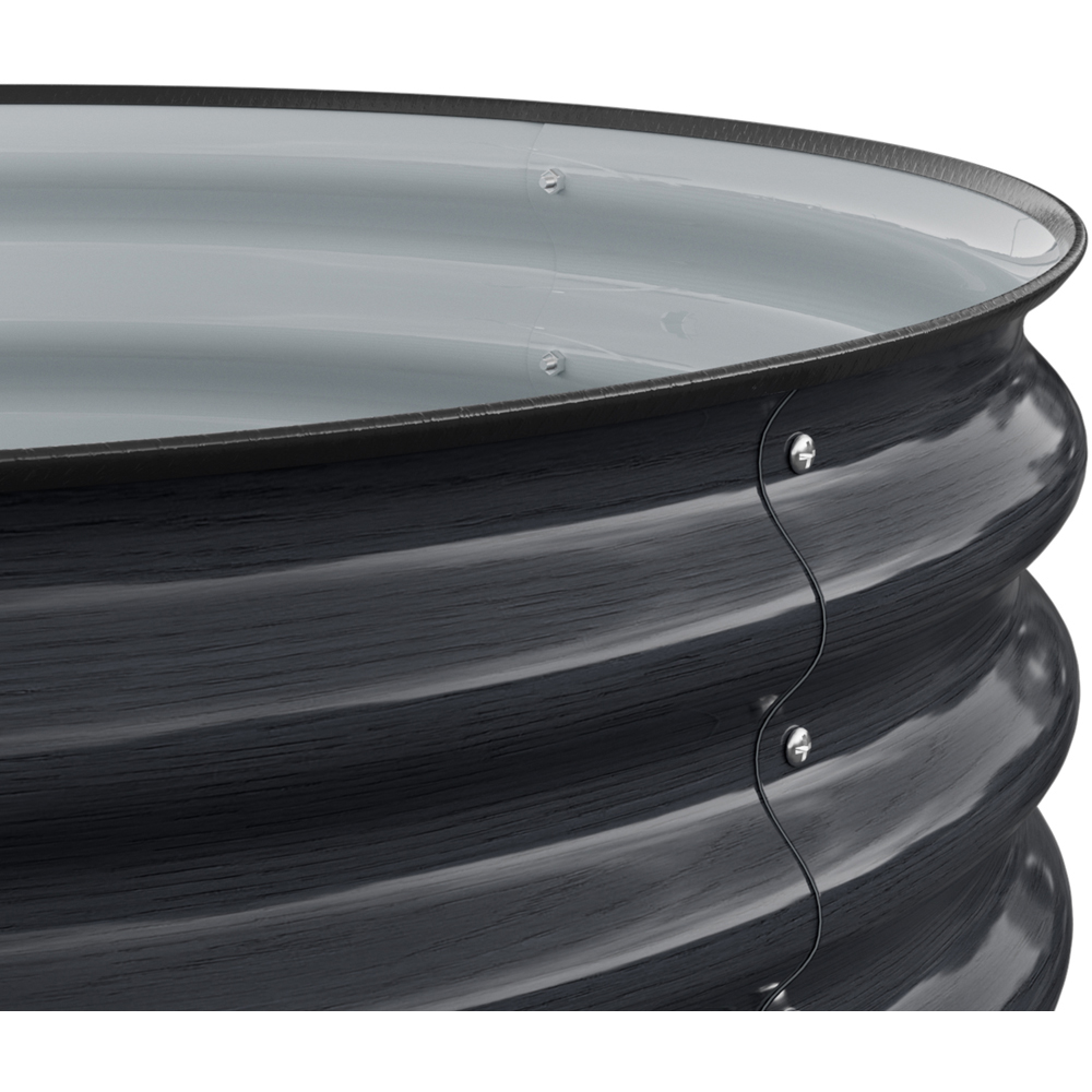 Living and Home Grey Round Metal Raised Garden Bed with Open Bottom 80 x 43cm Image 5