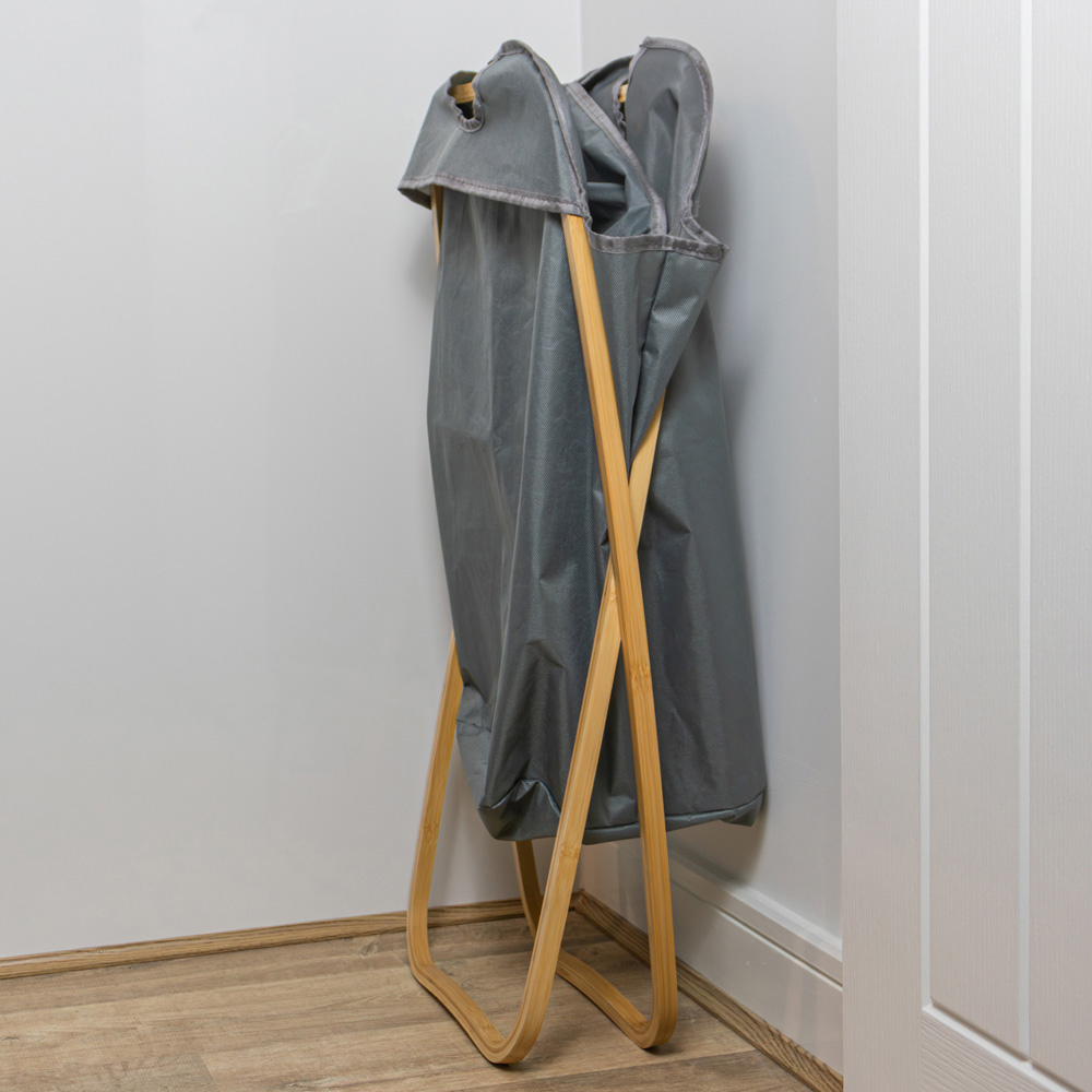 JVL Bambanio Grey Bamboo Foldable Laundry Hamper 100L Image 8