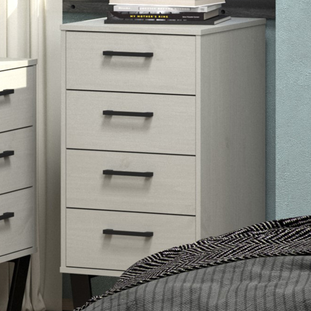 Core Products Texas 4 Drawer Grey Waxed Pine Narrow Chest of Drawers Image 1