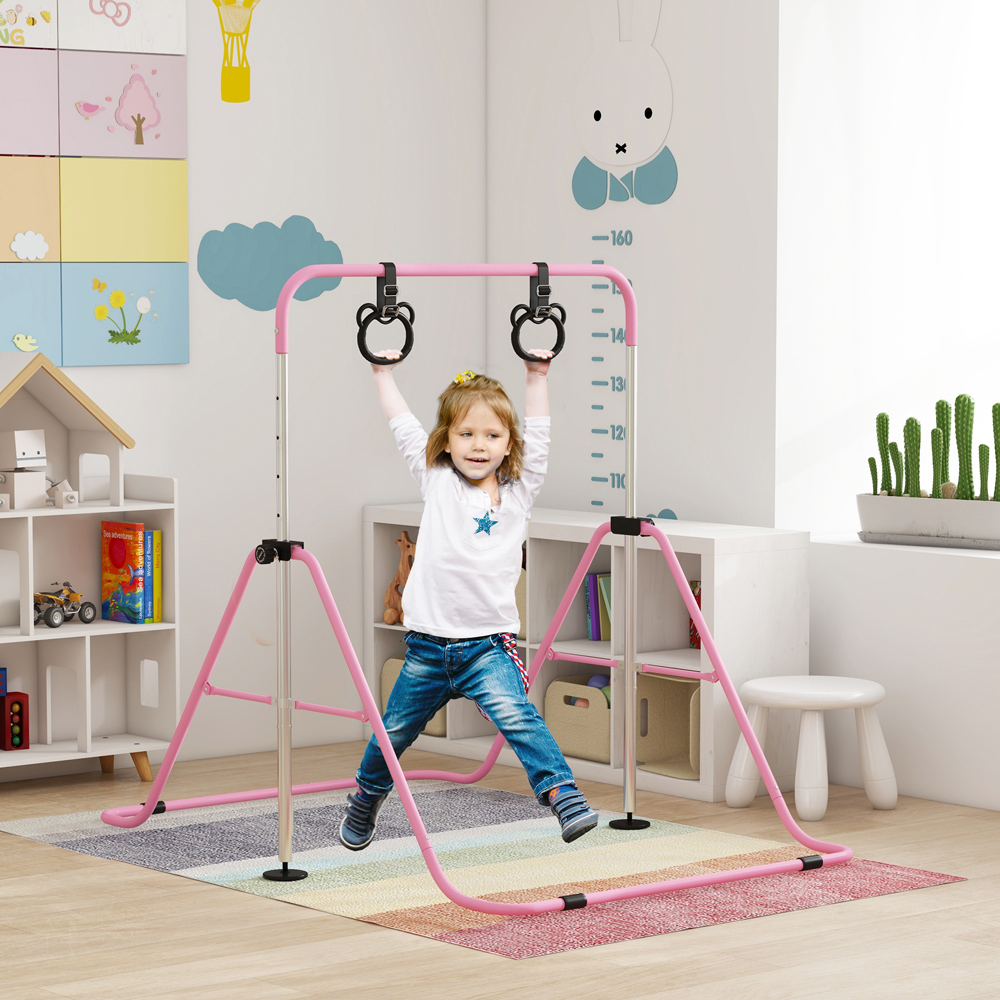 Tommy Toys Kids Pink Adjustable Height Foldable Gymnastics Bar Image 2