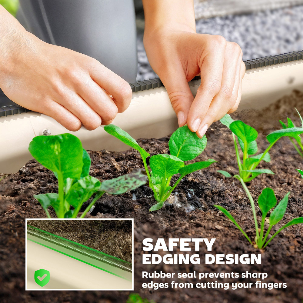 Outsunny Cream White Galvanised Raised Garden Bed with Safety Edging 30 x 150 x 62cm Image 6