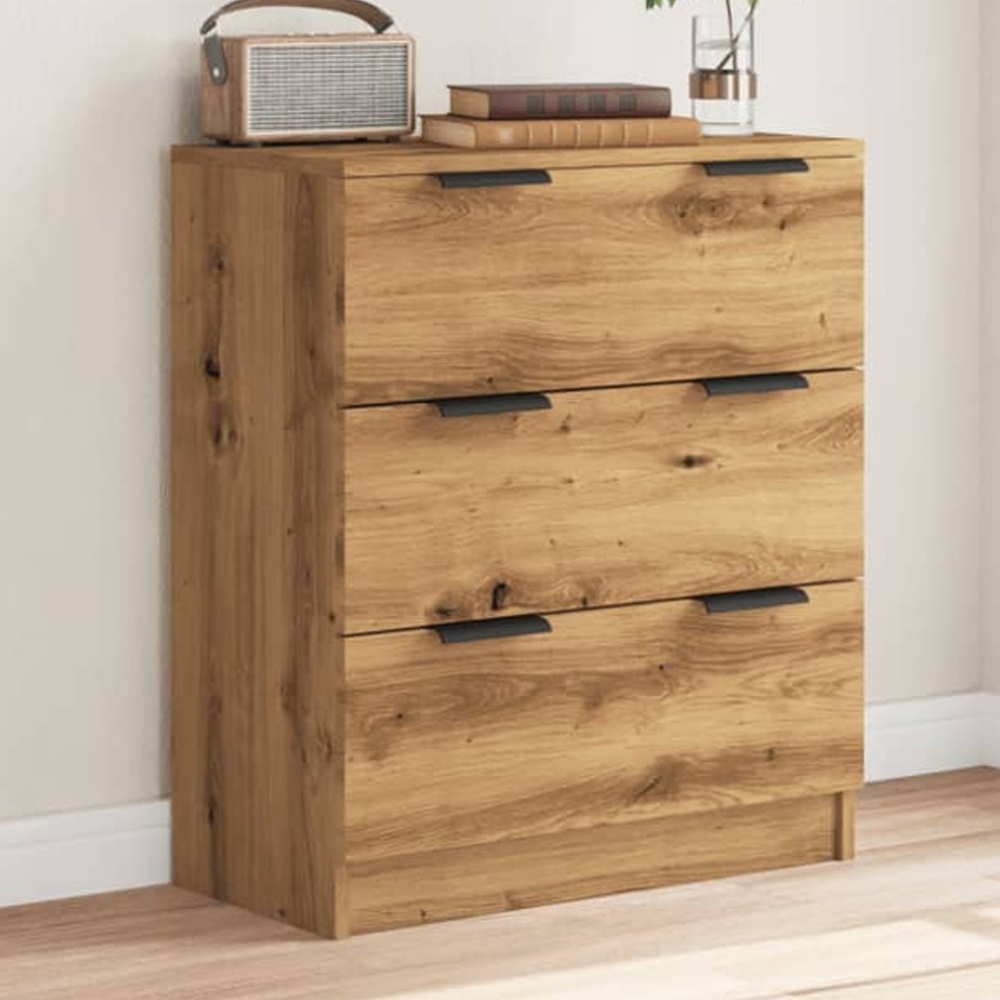 vidaXL 3 Drawer Artisan Oak Sideboard Image 1