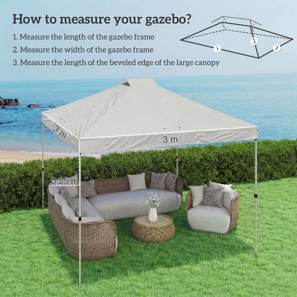 Outsunny 3 x 3m White Waterproof Gazebo Roof Replacement Cover Image 9