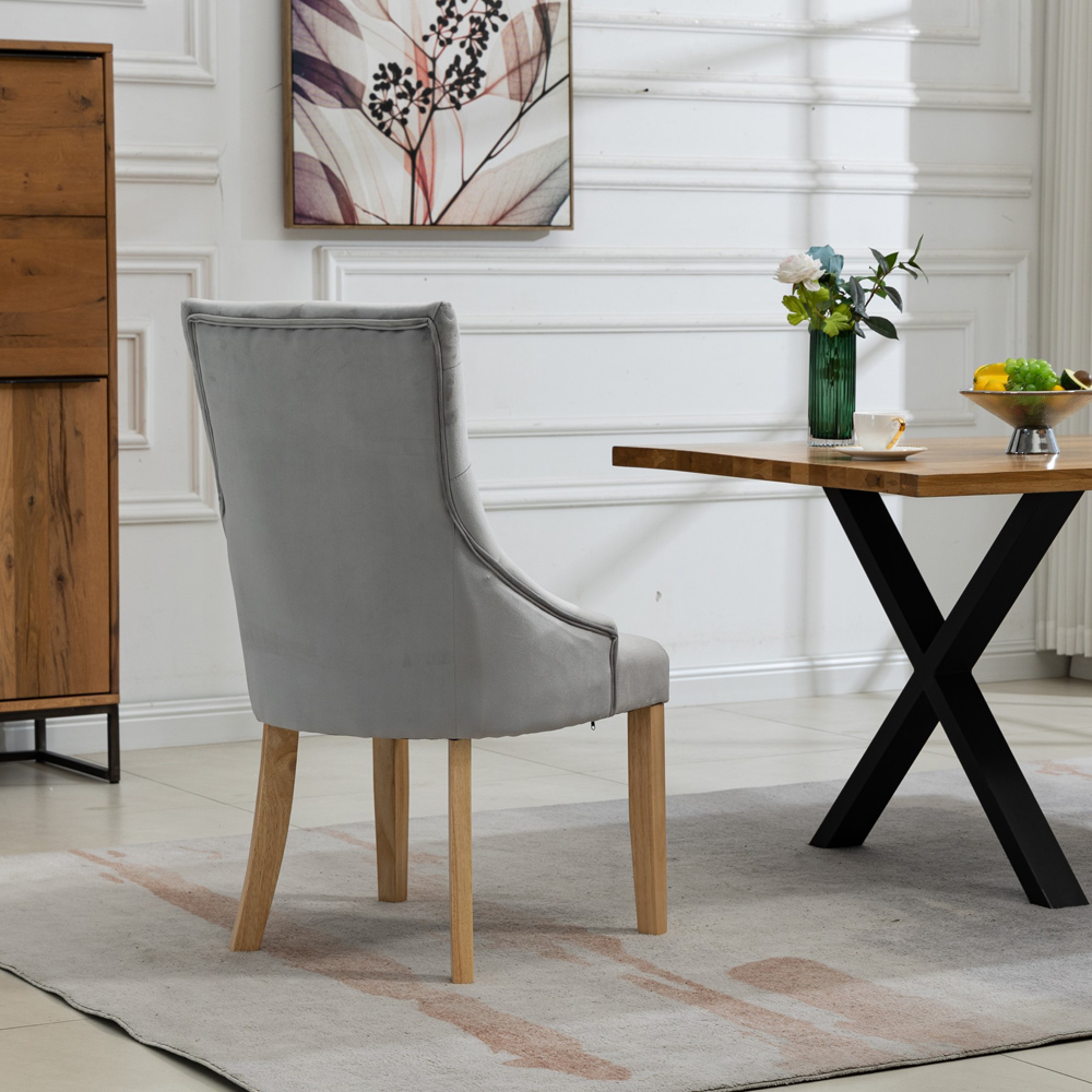 Artemis Home Ravenna Set of 2 Silver Velvet Dining Chair Image 5